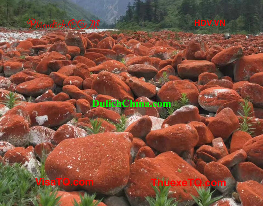 Người Việt khám phá bãi đá màu đỏ tại tỉnh Tứ Xuyên.